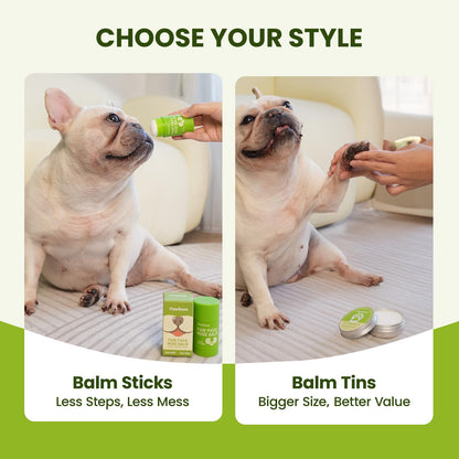 PawSono Lick-Safe Dog Paw & Nose Balm with Coconut Oil | All-Natural Moisturizer & Soother for Dry, Cracked Pads & Snout | Heat & Cold Pavement Protection Wax, Nose Butter for Bulldogs (2.1 oz / 60 g)