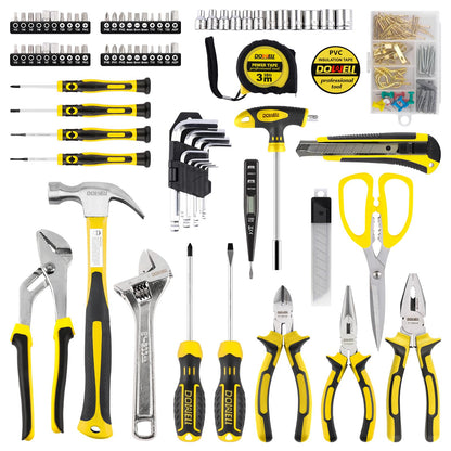 DOWELL Tool Set 185 Piece, General Household Tool Kit, Hand Tool Kit with Toolbox Storage Case for Home Repair