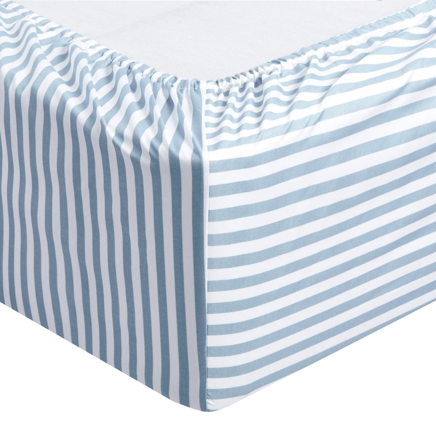 Amazon Basics Breathable, Brushed Microfiber Wrinkle Resistant 3 Piece Bed Sheet Set with 14-Inch Deep Pockets, Twin, Dusty Blue Pinstripe, Printed