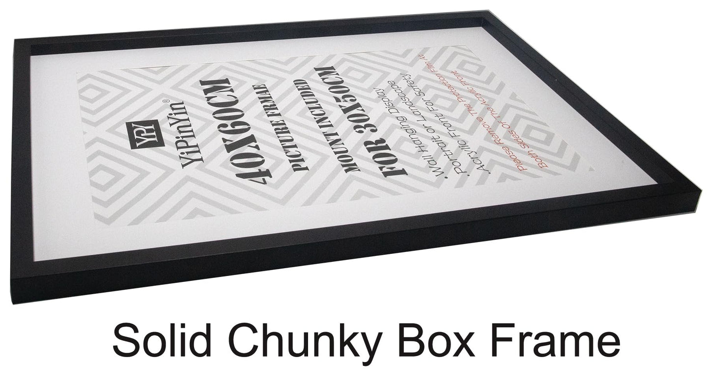 Black 40x60cm(15.7''X23.6'') Boxed Picture Frames Set of 3 with Mounts for 30x50cm, 60x40cm poster frame with Acid Free mount for 30X50 photo (Black 3Pack)
