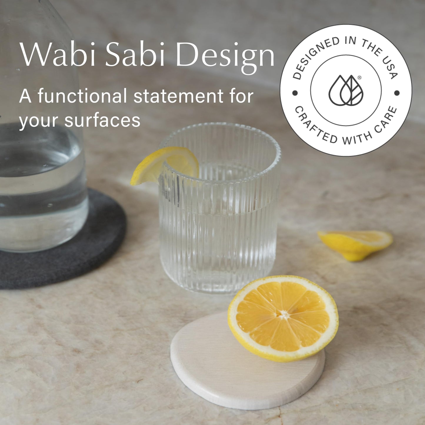 Dorai Home Stone Coasters Set - Diatomaceous Earth Water-Absorbing Drink Coaster for Coffee Table, Kitchen or Bar, Modern Stone Appearance | Sandstone - Set of 4