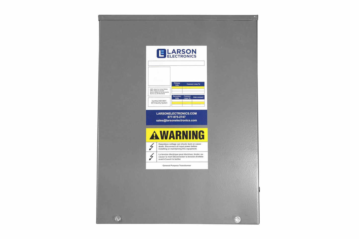 7.5 kVA Isolation Transformer - 208V Primary - 120/240V Secondary - NEMA 3R - Single Phase