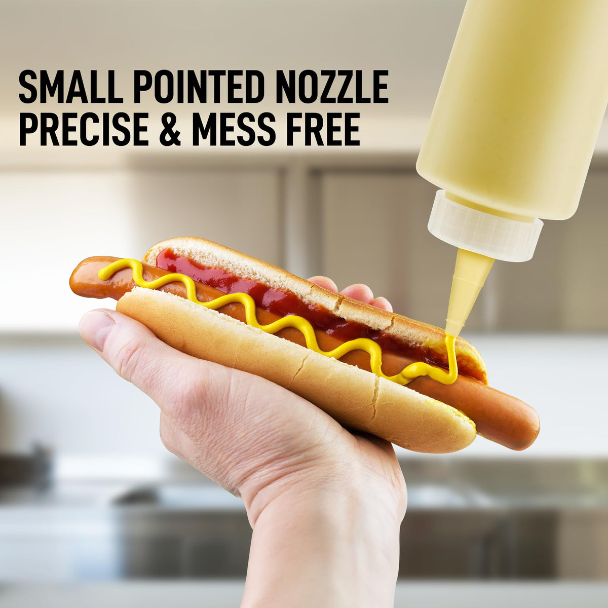 Zulay 2-Pack Squeeze Bottles for Sauces & Condiments - 17oz Squirt Bottles with Small Pointed Nozzle and Cap - BPA-Free, Leak-Proof, Reusable Plastic Dispenser for Ketchup, Mayonnaise, Oil