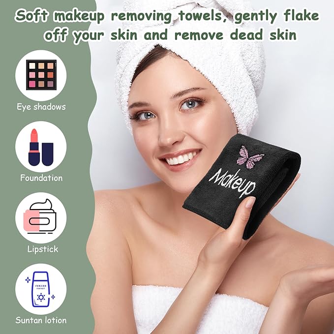 Shimeyao 20 Pack Makeup Towels Black Makeup Washcloths