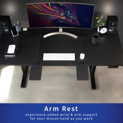 VIVO Clamp-on 6 x 9 inch (11 Including Clamps) Desk Extender, Wrist Support, Armrest Tray, Table Mount for Sit Stand Desks, Black, DESK-EXT09