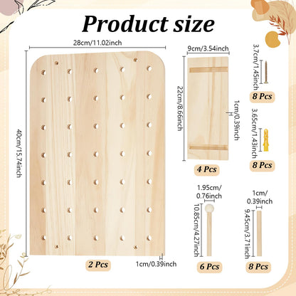 GLASSWINDS Wood Pegboard Wall Organizer Combination Kit, 2 Office Peg Board Panels with 18 Accessories, Modular Display DlY Storage Crafts Organization Wall Hooks Shelf for Bedroom Study Home