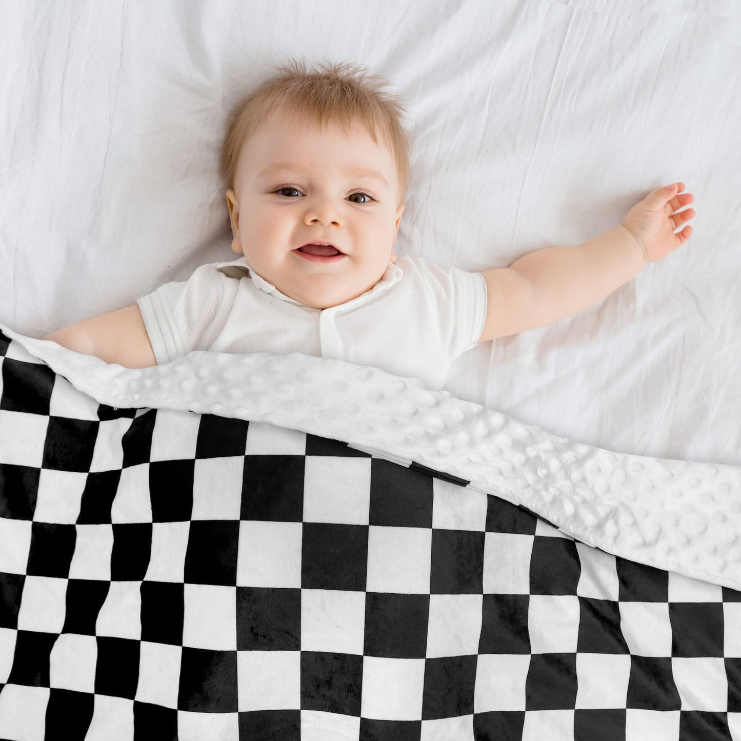 DILIMI Baby Blanket, Soft Warm Newborn Toddler Minky Plush Dot Blanket for Girl and Boy Unisex (40×30 in), Black Checkered