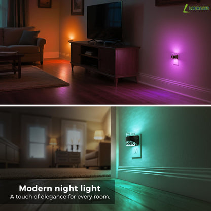 L LOHAS LED Night Light, Bubble Night Lights Plug into Wall,2 Pack 3000K/4000k/5000K Adjustable Color Temperature Night Light,Dimmable Nightlights with Dusk to Dawn Sensor for Rooms Bathroom Hallway