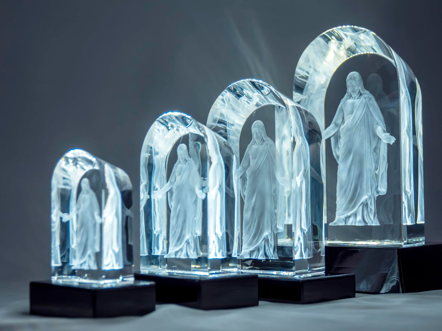 Crystal Christus 3D Laser Engraved Statue & LED Lighted Base