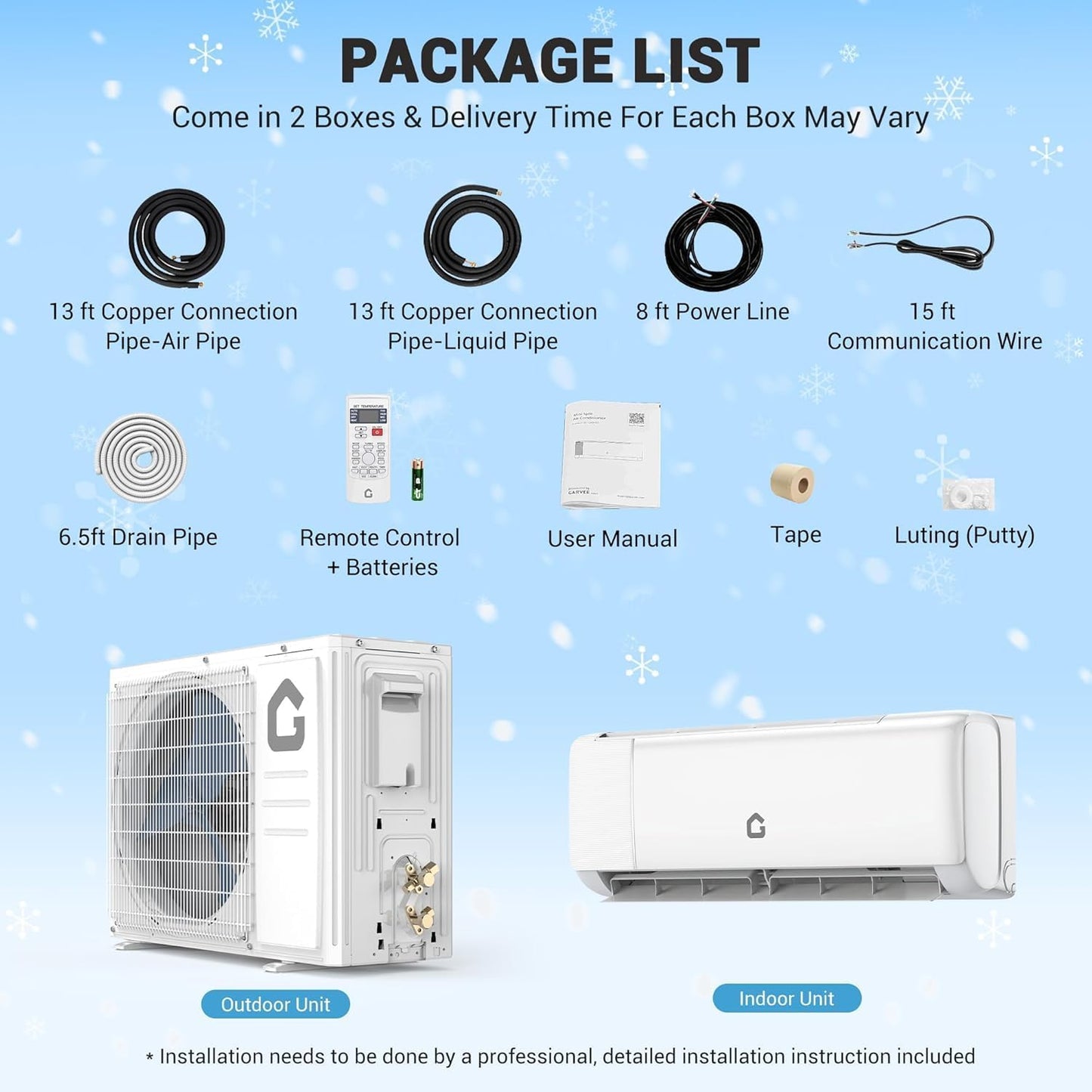 PioneerWorks 9000 BTU Ductless Mini Split Air Conditioner & Heat Pump – 20 SEER2, Inverter, 230V, WiFi & Alexa Enabled – Quiet, Energy Efficient Cooling & Heating, Easy Installation, for Rooms up to