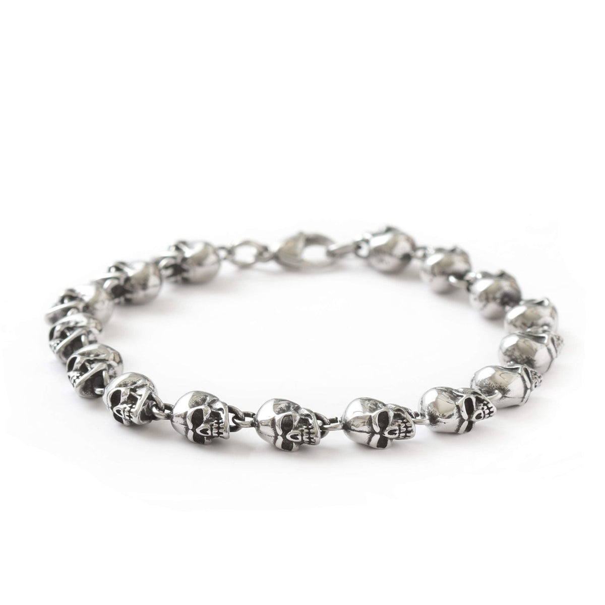HAQUIL Stainless Steel Skull Bead Linked Bracelet for Men and Women, Skull Jewelry Gift (AD)