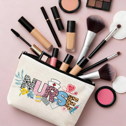 VeloKomo Nurse Gifts for Women - 5 Pcs Canvas Tote Bag Makeup Bag Glass Cup Keychain with Greeting Card Set Appreciation Graduation Retirement Nurses Week Gift for Nursing Student Daughter Coworkers