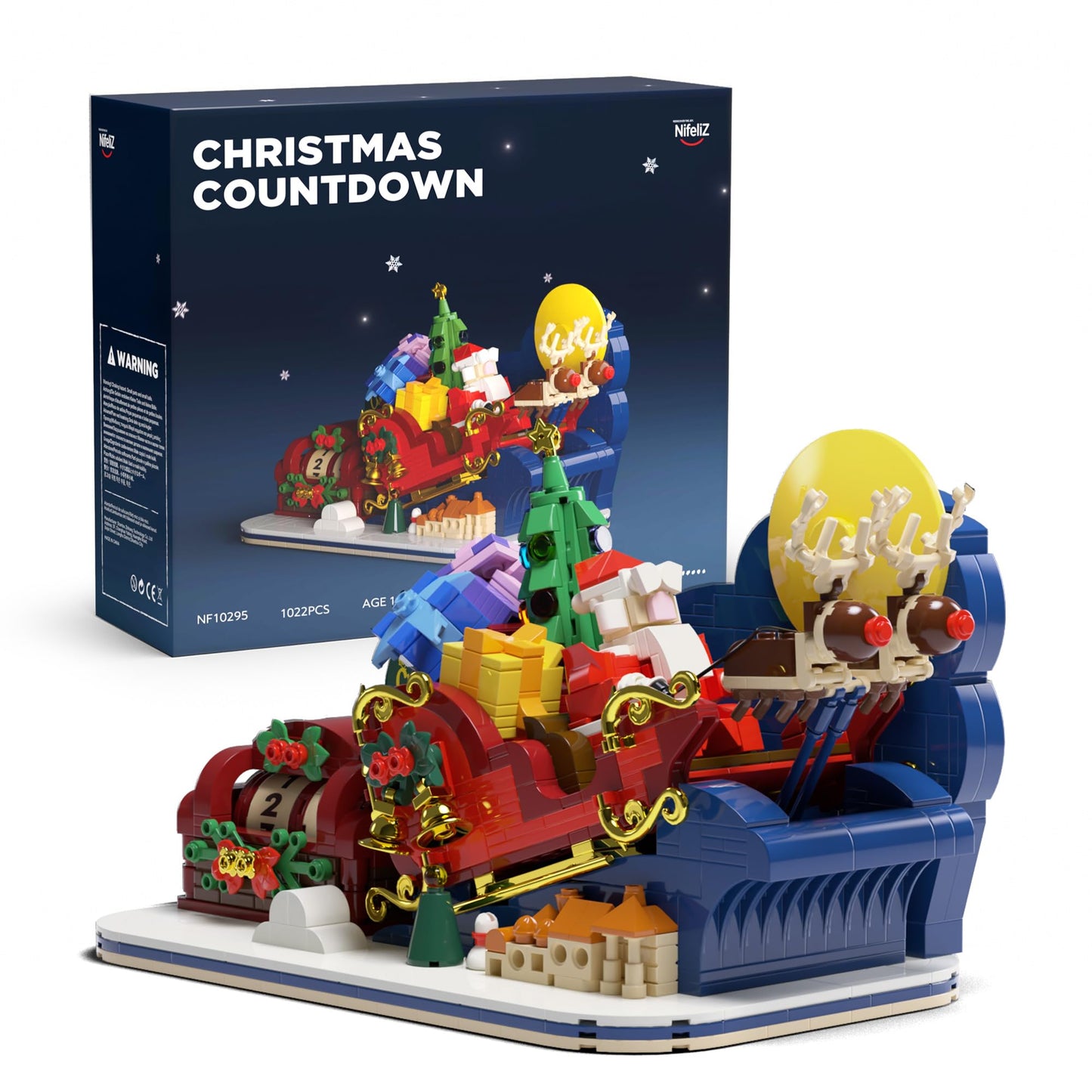 Nifeliz Christmas Countdown Building Set for Adults and Family, Christmas Decoration to Build Together, Holiday Collectible Gift for Home Décor and Office Décor (1022PCS, NF10295)