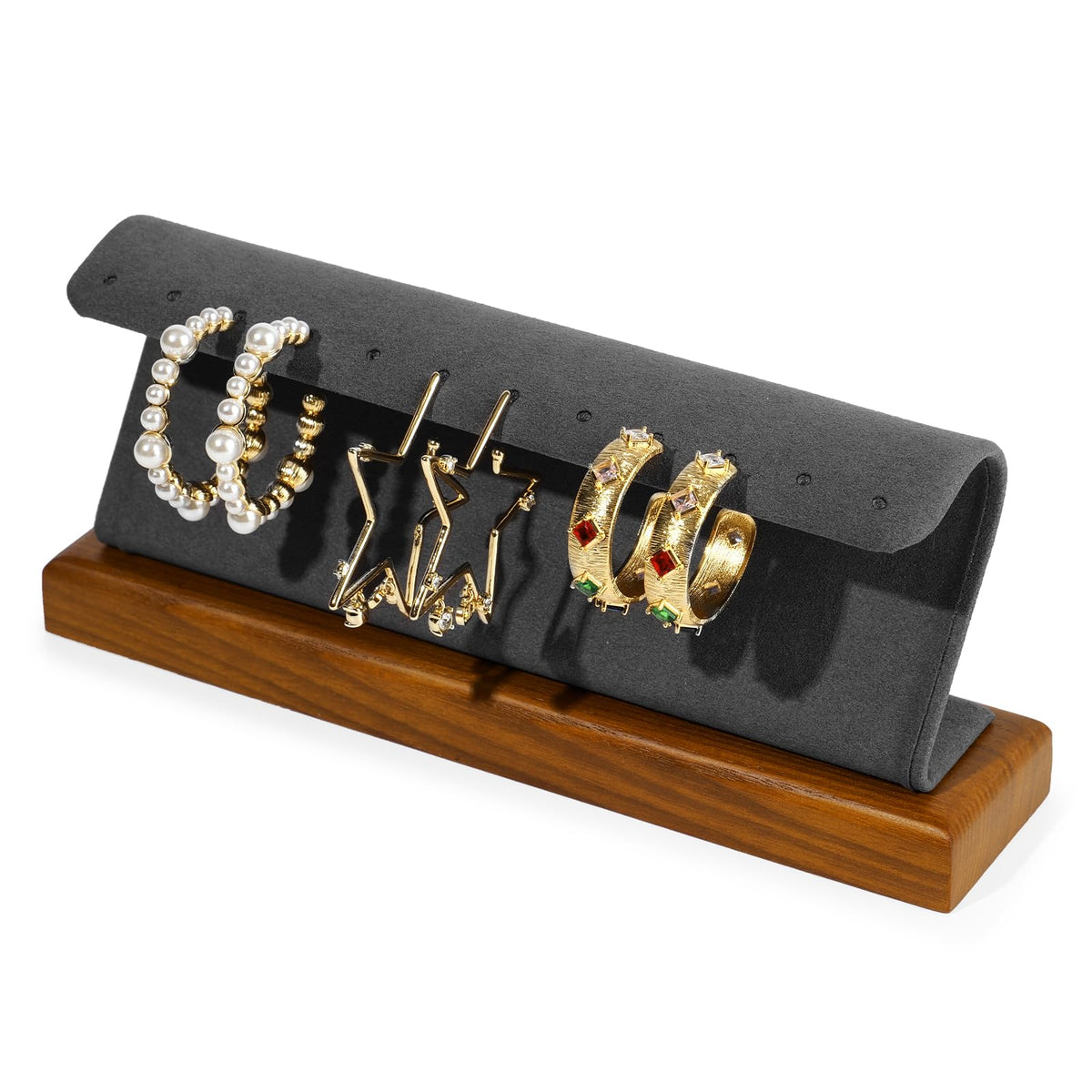 Woodten Solid Wood Jewelry Earrings Display Stand Small Jewelry Display for Long Earrings(Grey)