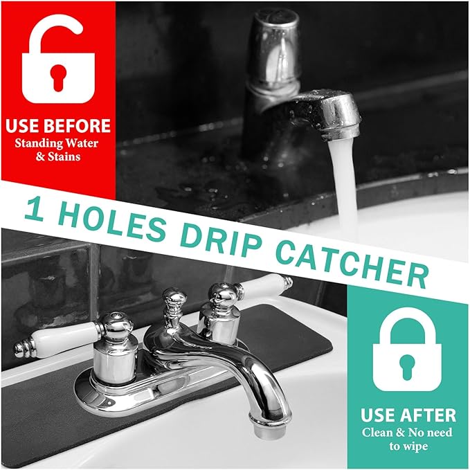 Tioncy 2 Pcs Faucet Mat Sink Splash Guard Oval-hole Oval Splash Pad
