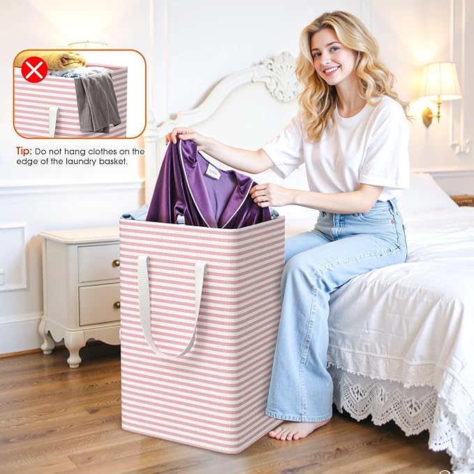 3 Pack Large Laundry Basket, Waterproof & Freestanding Laundry Hamper,