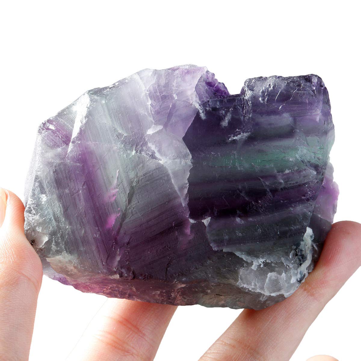 mookaitedecor Natural Raw Green & Purple Fluorite Crystal Stone Mineral Specimen Gemstone for Reiki Healing Home Decoration(0.37-0.7lb)