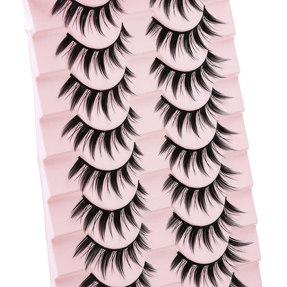 10 Pairs Manga Lashes Spiky Anime Cosplay Lashes 15mm Janpanese False Eyelashes Manhua Anime Doll Eye Lashes Halloween Makeup False Lashes