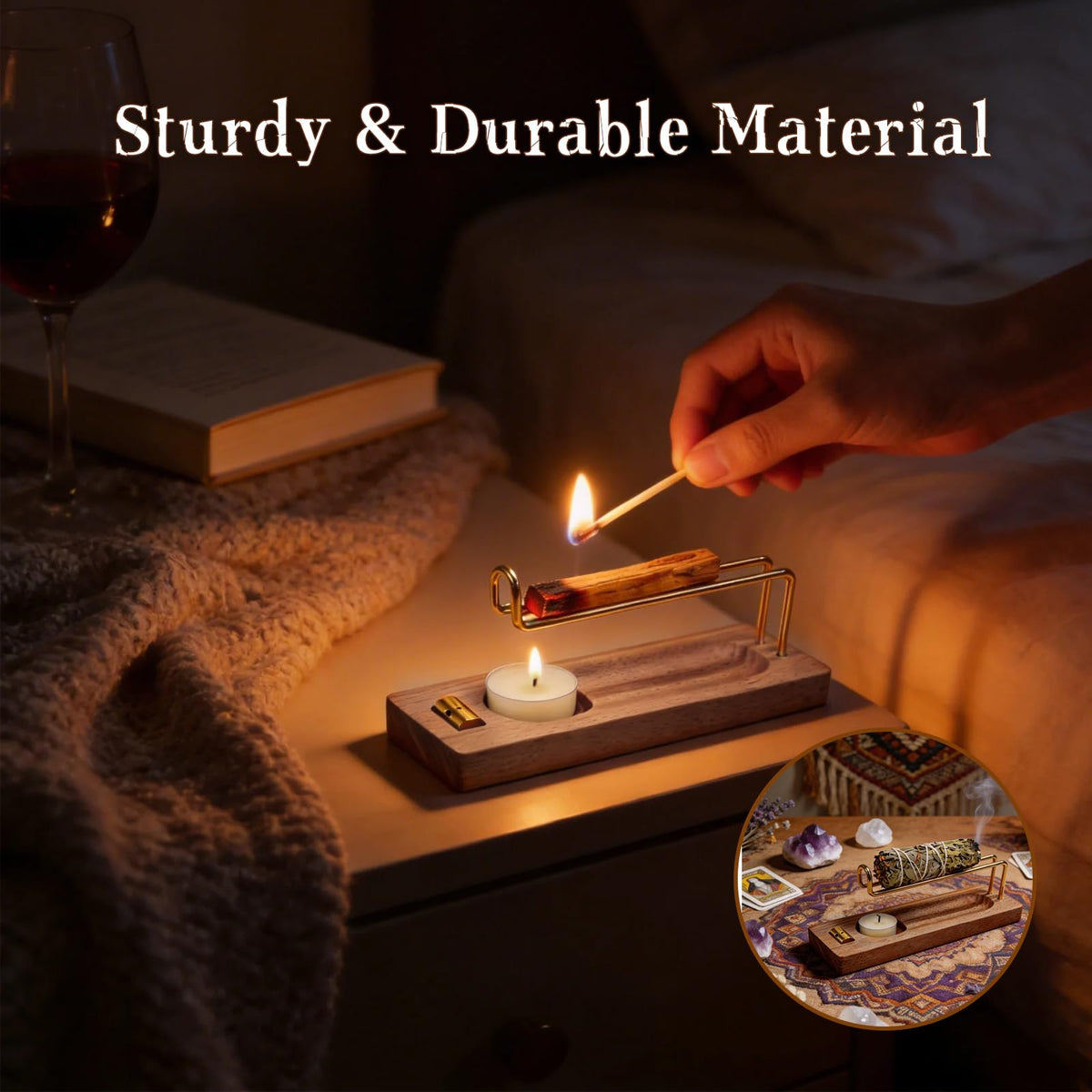 4 in 1 Incense Holder for Sticks & Incense Burner, Durable Sage Holder for Burning, Perfect for Yoga Meditation