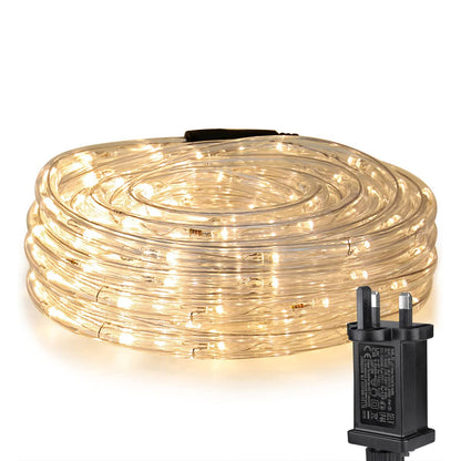 Lepro Outdoor Rope Lights Mains Powered, Connectable, 10m/33ft 240 LED Outdoor Garden Lights Plug in, Bright Warm White, Waterproof 10mm Thick Rope Lighting for Garden, Patio, Tree, Pathway, Christmas