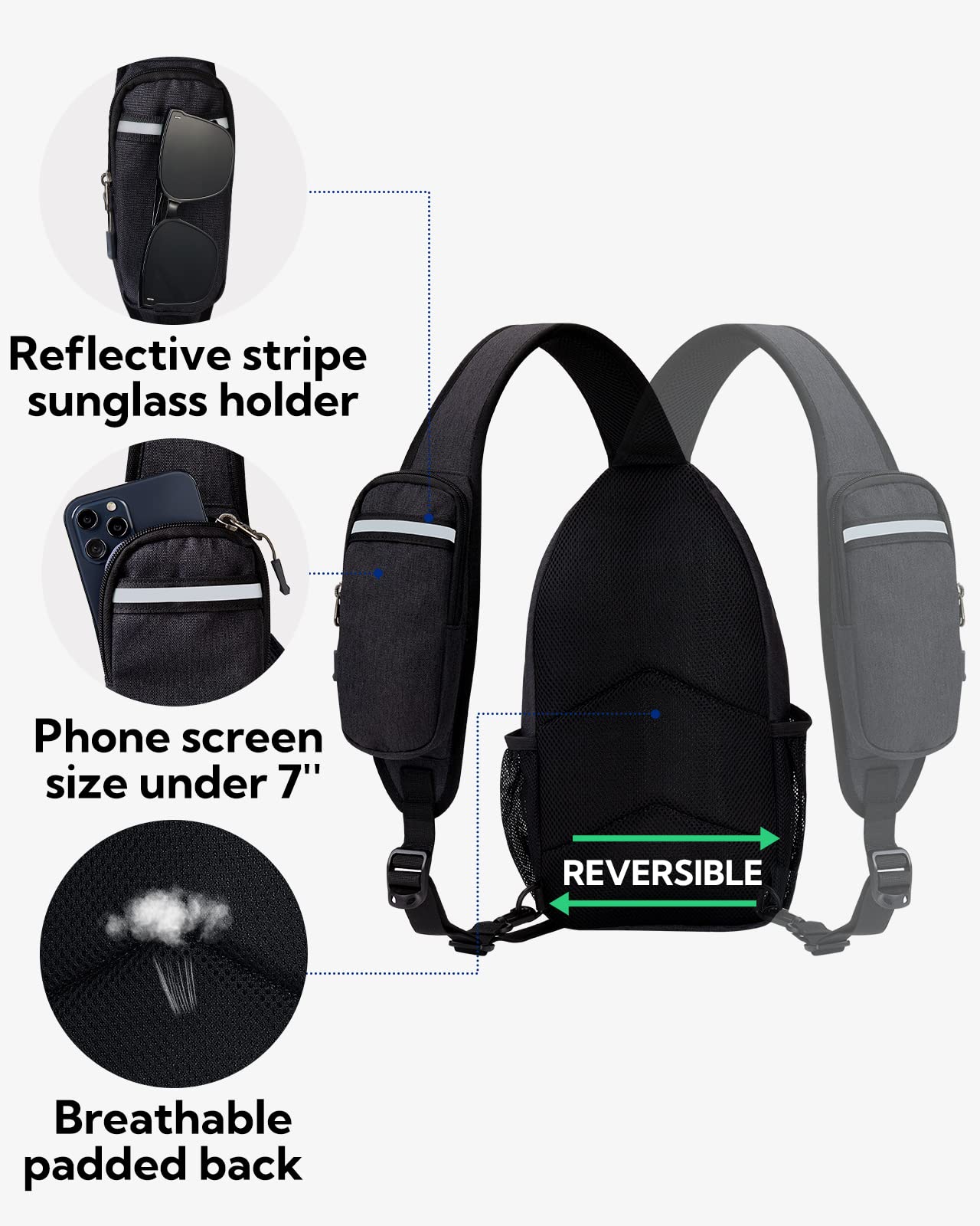 Waterfly Sling Bag Backpack Shoulder Crossbody Bag Chest Bags Hiking Casual Daypack for Men Women