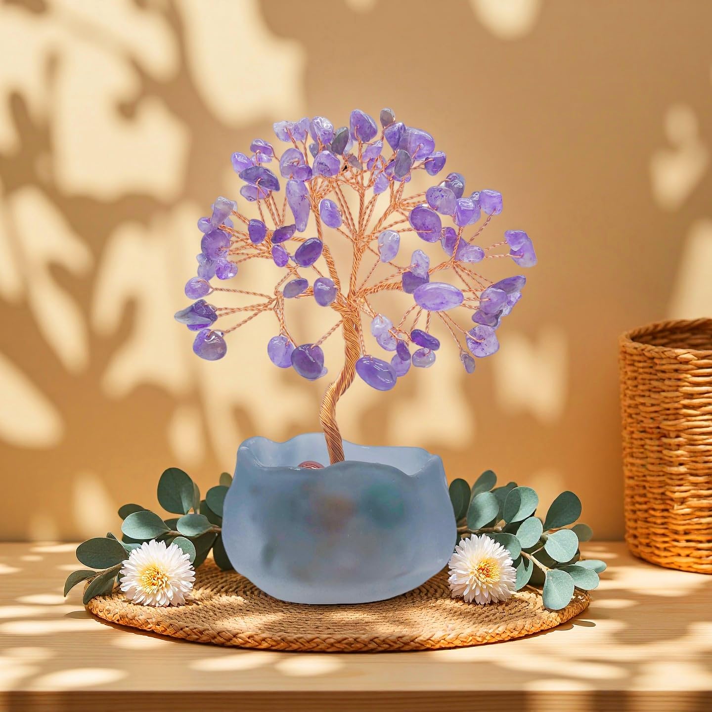 Amethyst Crystal Trees of Life Decor, Purple Gem Tree for Crystal Healing Handcrafted Gem Trees of Life for Home Decor (Amethyst)