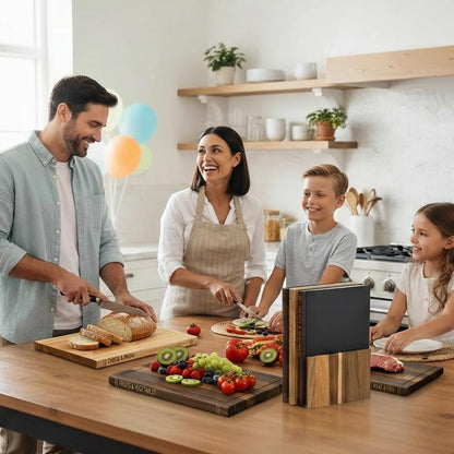 Cutting Board Book Set with Stand for Kitchen 3-Piece Acacia Wood Cutting Board Set That Looks Like Books for Vegetables, Cheese, Bread & Meat, Decorative Chopping Board Gift Set