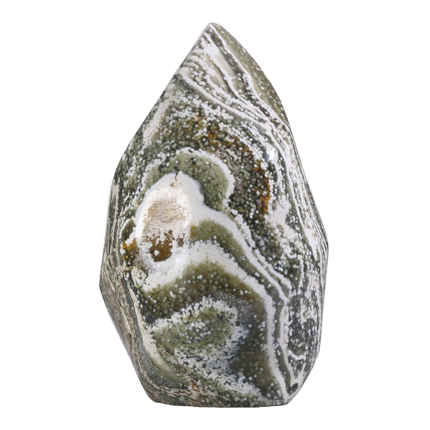 rockcloud Natural Ocean Jasper Crystal Flame Shaped Tower Stone, Irregular Healing Crystal Tower Obelisk for Home Decoration, 0.22-0.44 lb