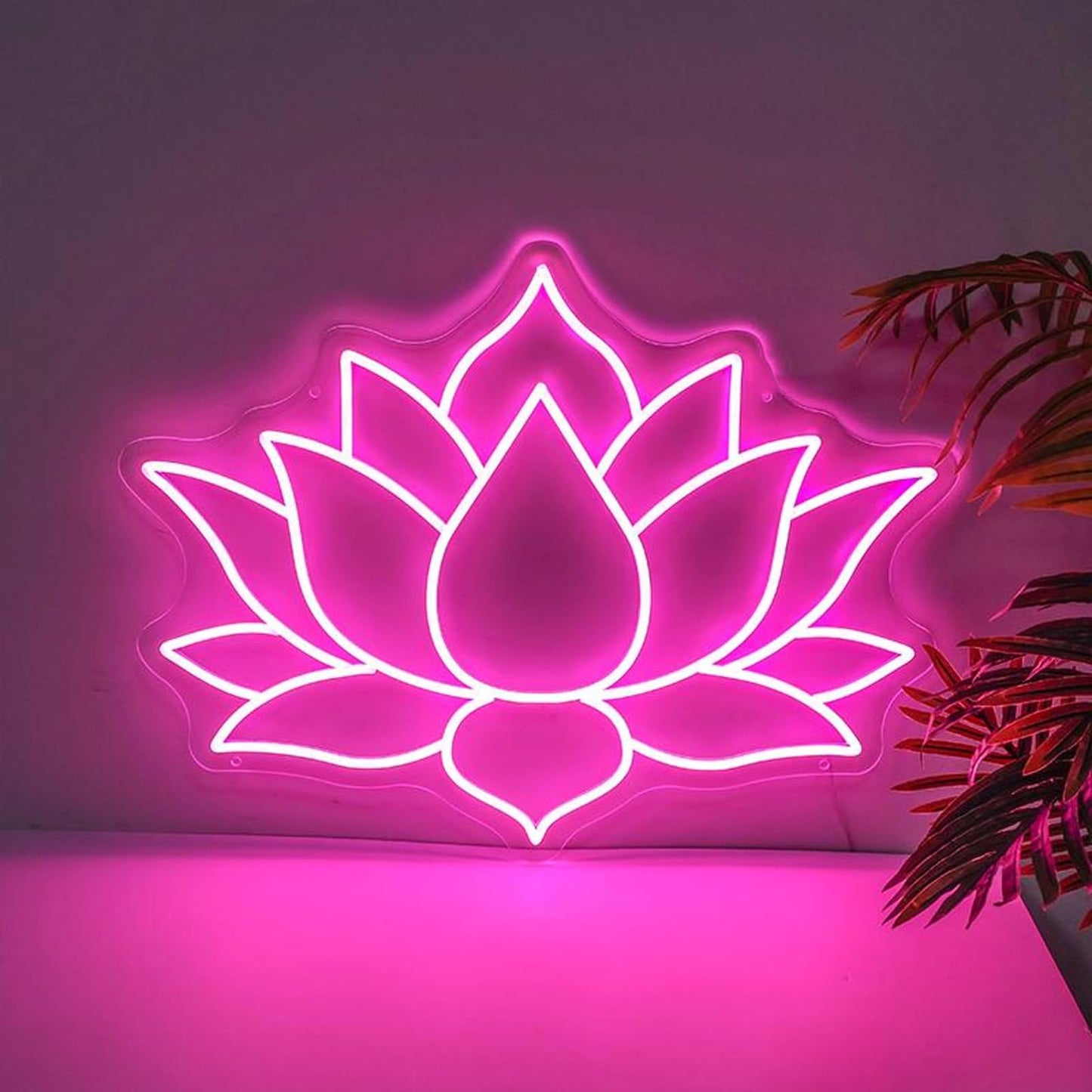 Geometric Lotus Flower Neon Sign – Mandala Style LED Wall Light for Yoga Room, Meditation Space, Indian Festival Decor, Zen Spiritual Wall Art 15” × 13”