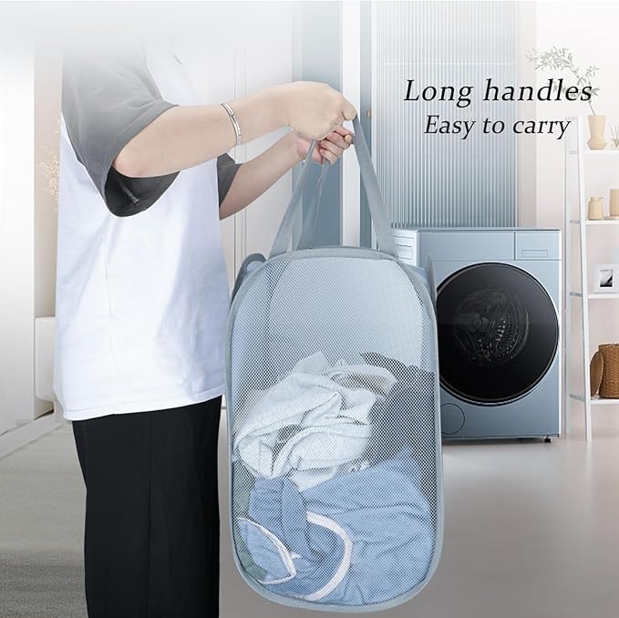 Upgraded 100L Extra Large Collapsible Laundry Baskets, 2 Pack XL Mesh Pop Up