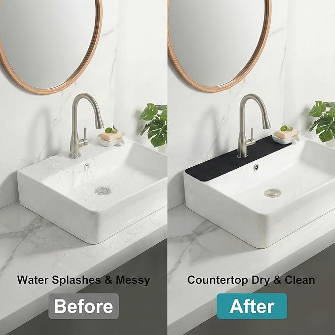 Customizable Kitchen Sink Faucet Mat: 30"Lx5.5"W Bathroom Counter Protector