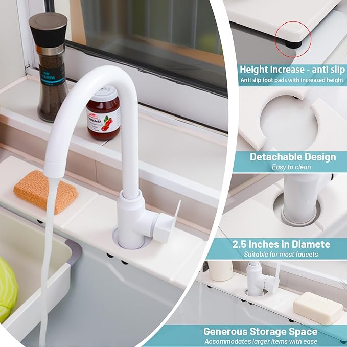 Fast Drying Faucet Mat for Kitchen Sink, Water Absorbent Diatomite Stone Sink