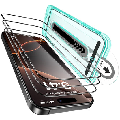 ESR 3 Pack for iPhone 16 Pro Max Screen Protector, [9H Hardness] [Military Grade Shatterproof] Tempered Glass Film with Flawless Fit Tray, HD Clear, Scratch Resistant