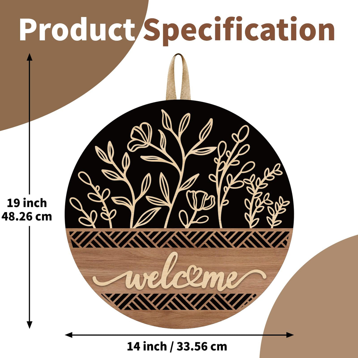 3D Welcome Sign for Front Door, Ultra Large 14in Front Door Wreath