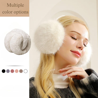Airmoon Ear Muffs for Women - Winter Ear Warmers - Soft & Warm Cable Knit Furry Fleece Earmuffs - Ear Covers for Cold Weather (white)