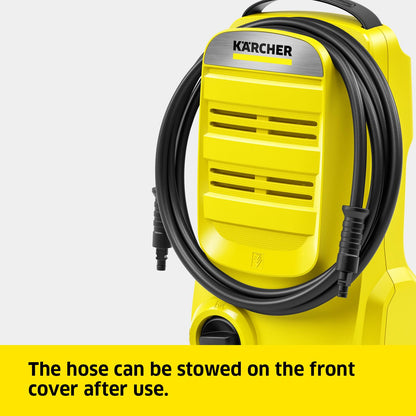 Kärcher K 2 Classic Pressure Washer, Pressure: max. 110 bar, Flow Rate: 360 l/h, Area Coverage: 20 m²/h, Water Filter, Weight: 3.4 kg, high-Pressure Hose and Gun, one-Way Spray Lance, Dirt Blaster