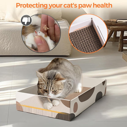 ComSaf Cat Scratching Board Mat, Reversible Cardboard Scratcher Bed 43 x 26 x 8 cm, 3 Pack Durable Scratch Pad for Indoor Cats, Grinding Claws, Playing, Sleeping