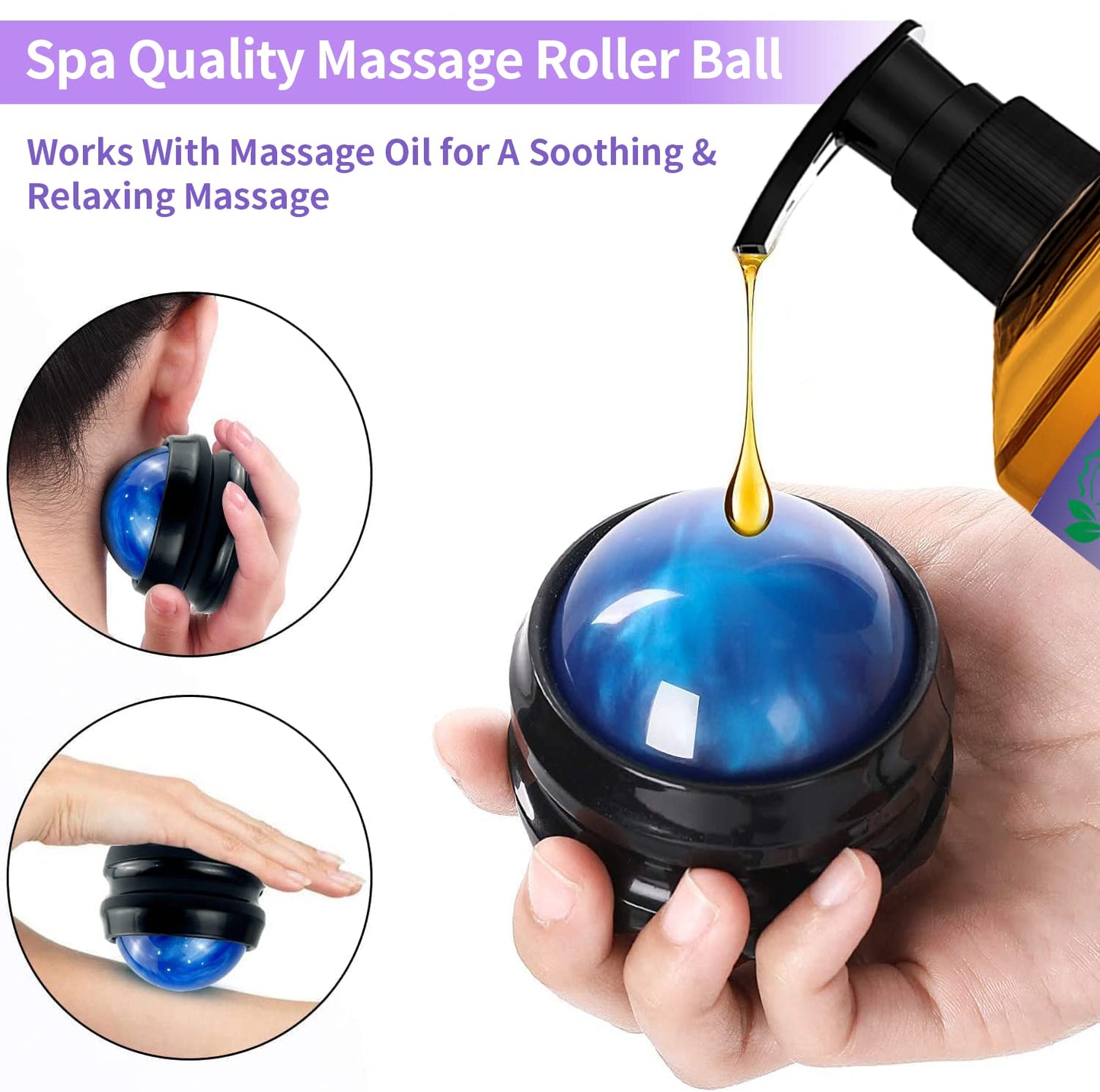 3 Pack Massage Oil for Massage Therapy,Sore Muscle Arnica Oil & Relaxing Lavender Oil & Ginger Oil Lymphatic Drainage & Massage Ball,Spa Massage Christmas Gifts for Men,Stocking Stuffers for Women