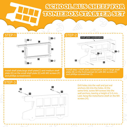 RZYLKA Car for Tonies Box Figures Characters Organizer Storage Shelf Wall Mounted, Bus Wooden Magnetic Floating Shelves for Tonies Characters, Display Collection 15~25 Characters