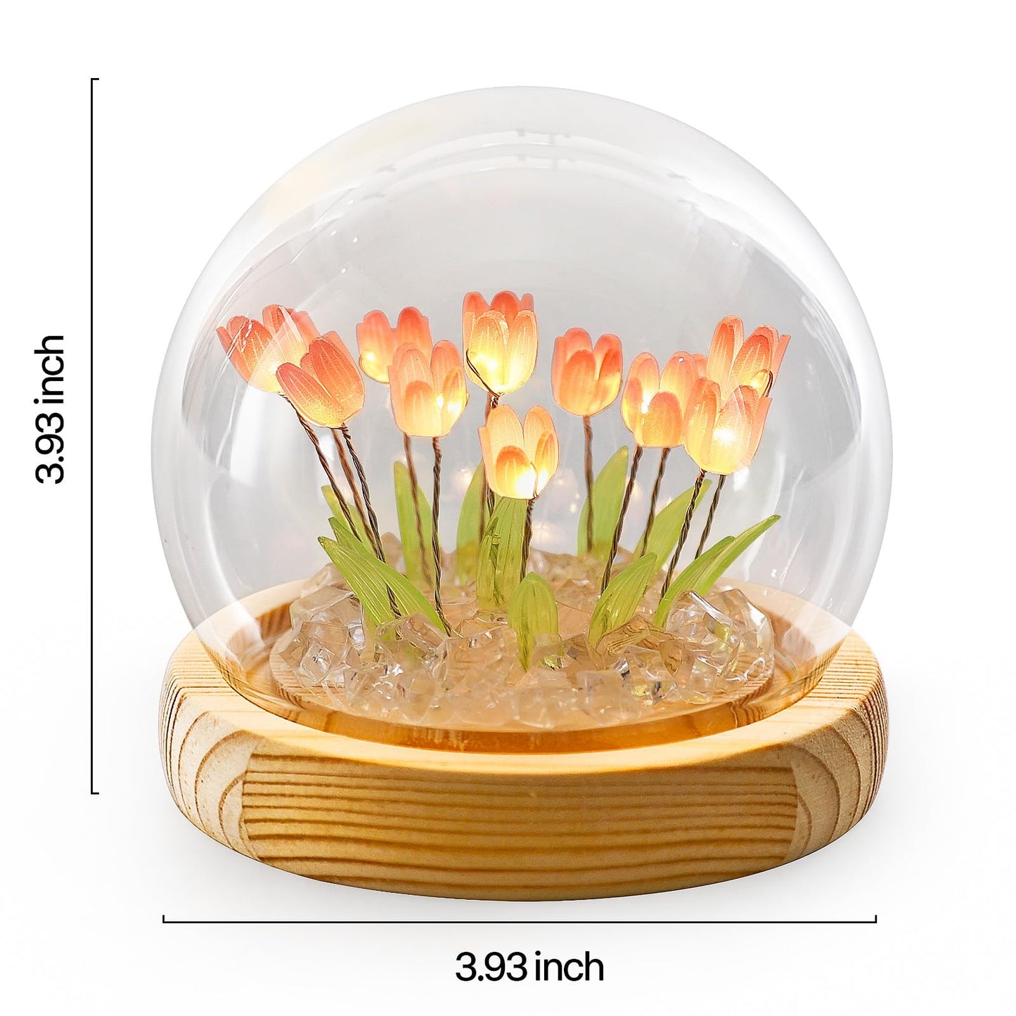 ONXE Tulips Night Light, Mothers Day Gifts for Mom Grandma, Everlasting Flower Tulip Lamp in A Glass Dome,Romantic Home Room Decor, Anniversary Birthday Gift for Women Girlfriend Sister Wife