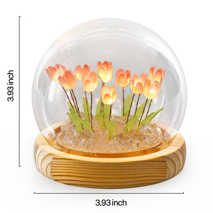 ONXE Tulips Night Light, Mothers Day Gifts for Mom Grandma, Everlasting Flower Tulip Lamp in A Glass Dome,Romantic Home Room Decor, Anniversary Birthday Gift for Women Girlfriend Sister Wife