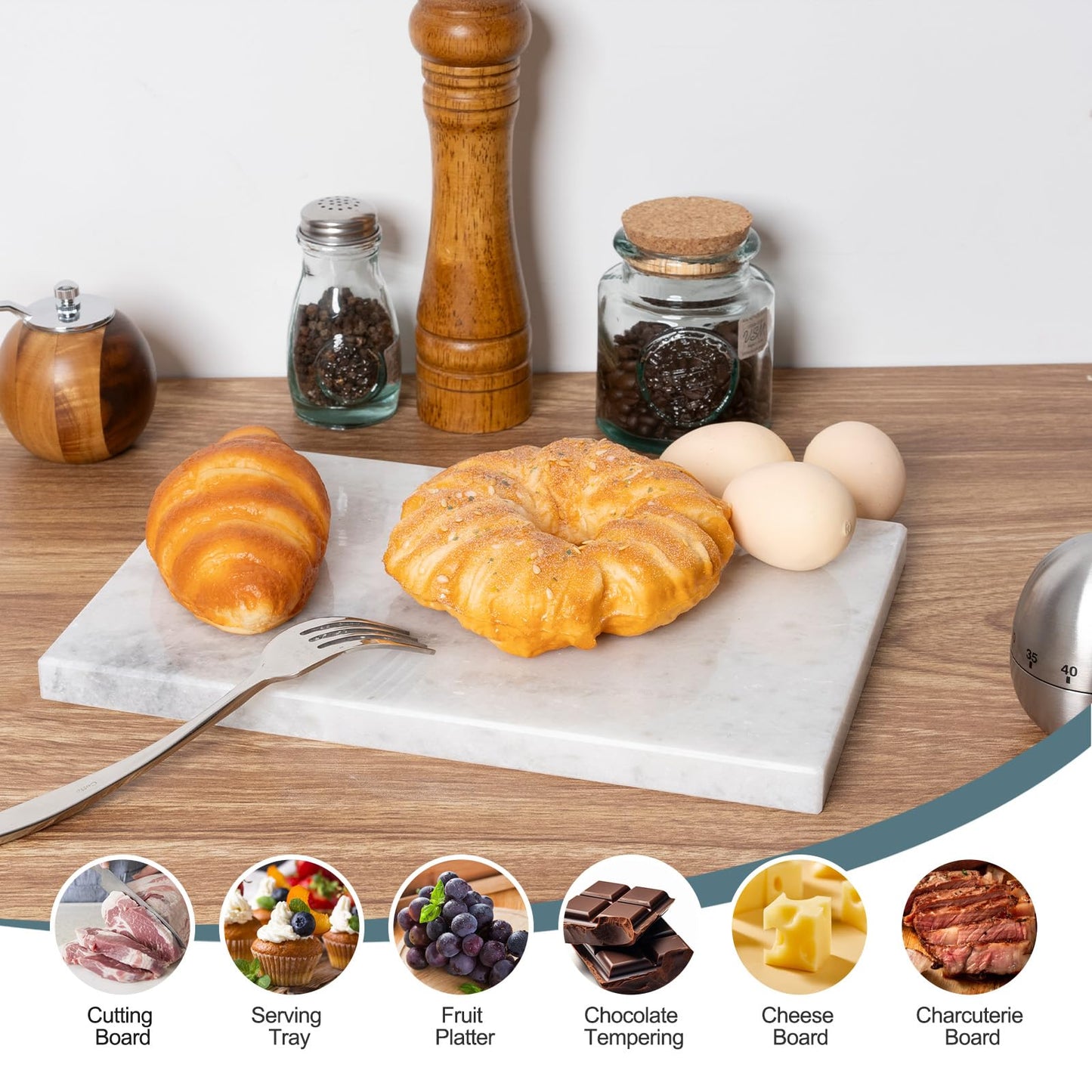 BCS Natural Marble Cutting Boards for Kitchen - 12" x 8" Multi-Purpose Pastry Marble Tray Cheese Board Marble Slab for Counter, Bathroom Perfume Tray Jewelry Candle Plate (Namib Fantasy)