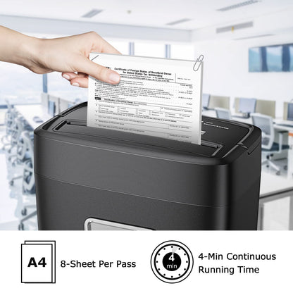 Bonsaii 8-Sheet Cross-Cut Paper Shredder for Home Office, P-4 Security, Shreds Credit Cards, Staples, Paper Clips, Overheat Protection, Easy Jam Clearance, 16L Bin (C261-C NEW)
