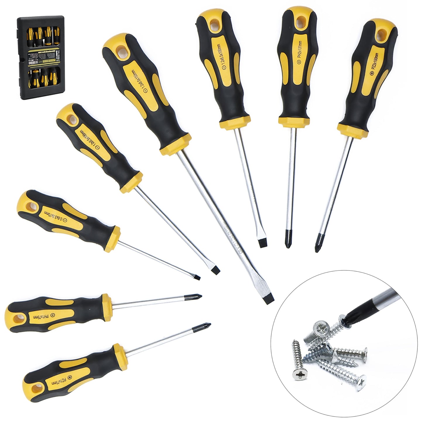 CCLIFE Screwdriver Set 8-Piece Magnetic Screwdriver Set with Slotted, Pozidriv and Phillips CR-V Screwdriver Set with Case