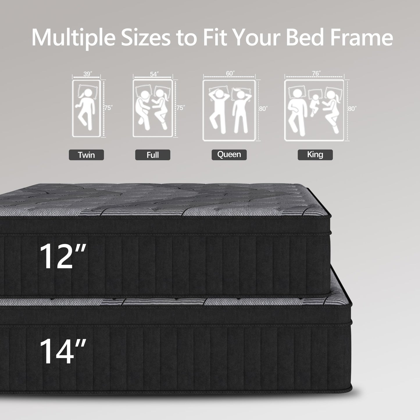 Zhihuvg Queen Size Mattress, 12 Inch Hybrid Mattress in a Box, Medium Firm,Memory Foam and Individual Pocket Springs for Pressure Relief, CertiPUR-US Certified