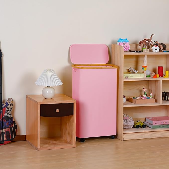 Slim Laundry Basket with Wheels, Narrow Hampers