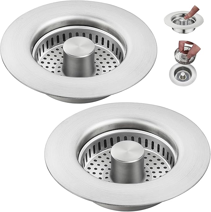 YYKBZ 3 in 1 Kitchen Sink Drain Strainer, Stainless Steel Sink Stopper