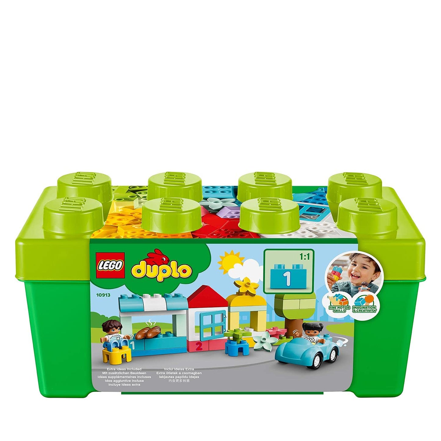 LEGO DUPLO Brick Box - Educational Stacking Toys for 1+ Year Old Boys & Girls - incl. Colourful Number Bricks, a Car & 2 Figures, plus Toy Storage - 10913