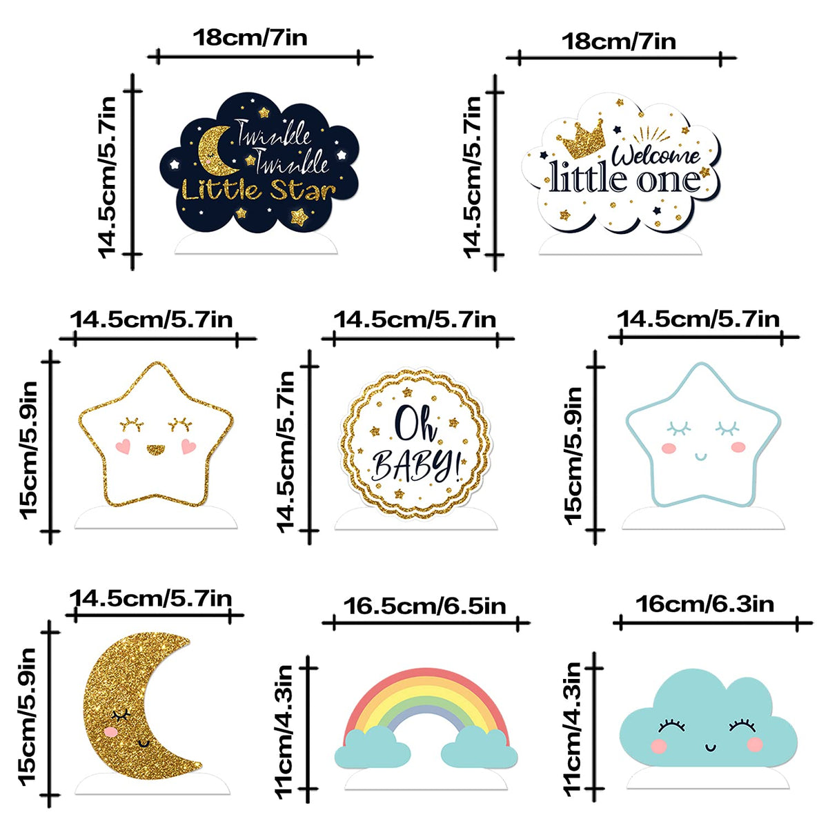 LINGTEER Twinkle Twinkle Little Star Table Honeycomb Stand Centerpieces - Cheers to Baby Shower First Birthday Welcome Little One Party Table Decorations Sign - Boy.