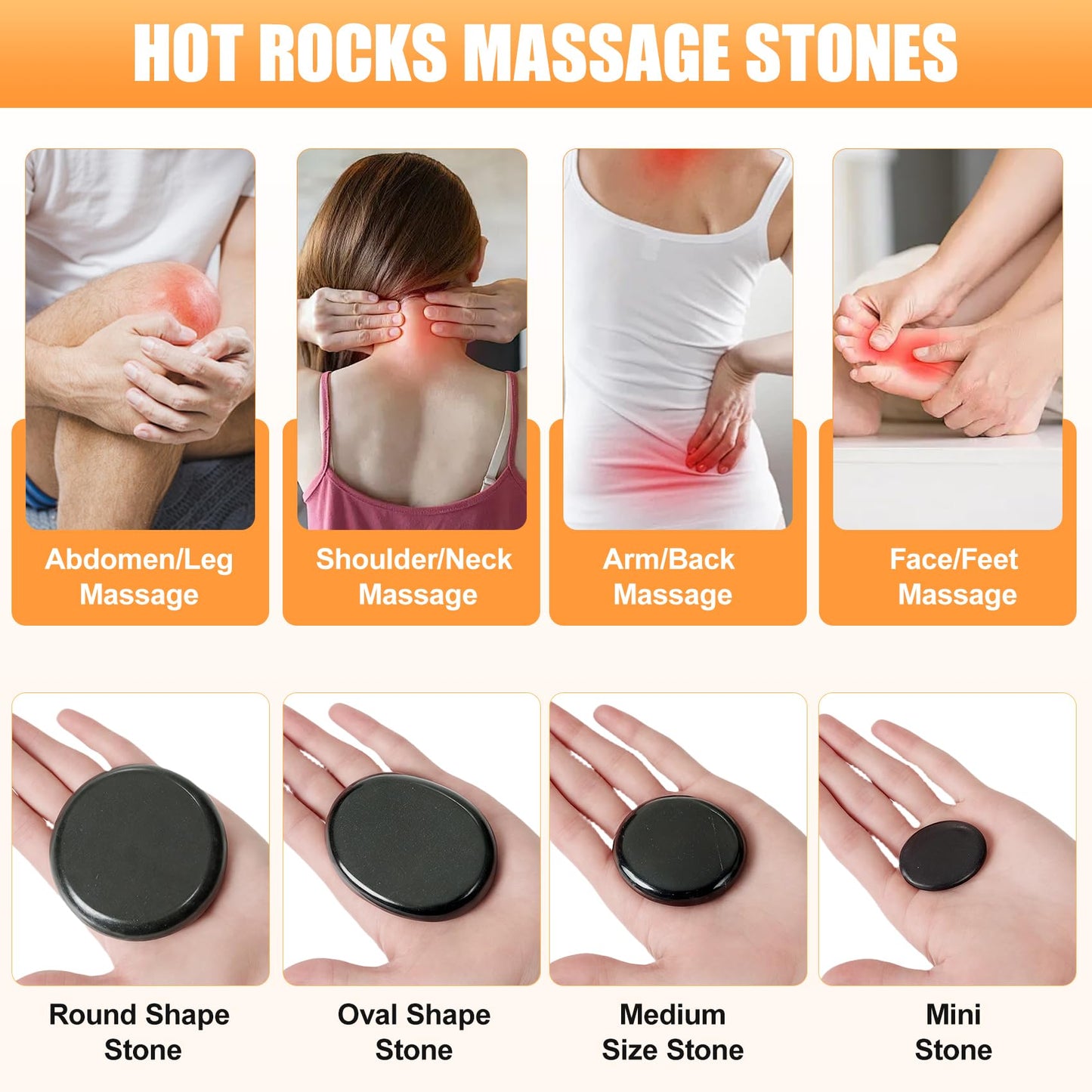 Hot Stones Massage Warmer Kit, 20Pcs Hot Stones Massage Set Portable Hot Stone with Heater, Basalt Hot Rocks Massage Stone, Professional Massage Tools for or Home SPA, Relaxing, Healing, Pain Relief